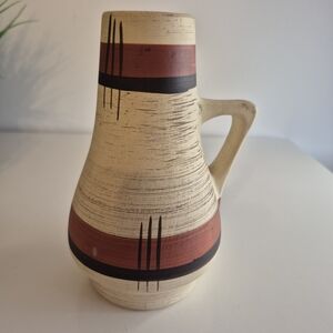 Vintage Bay Keramik West German Rustic Cream and Brown Ceramic Vase 1960s MCM
